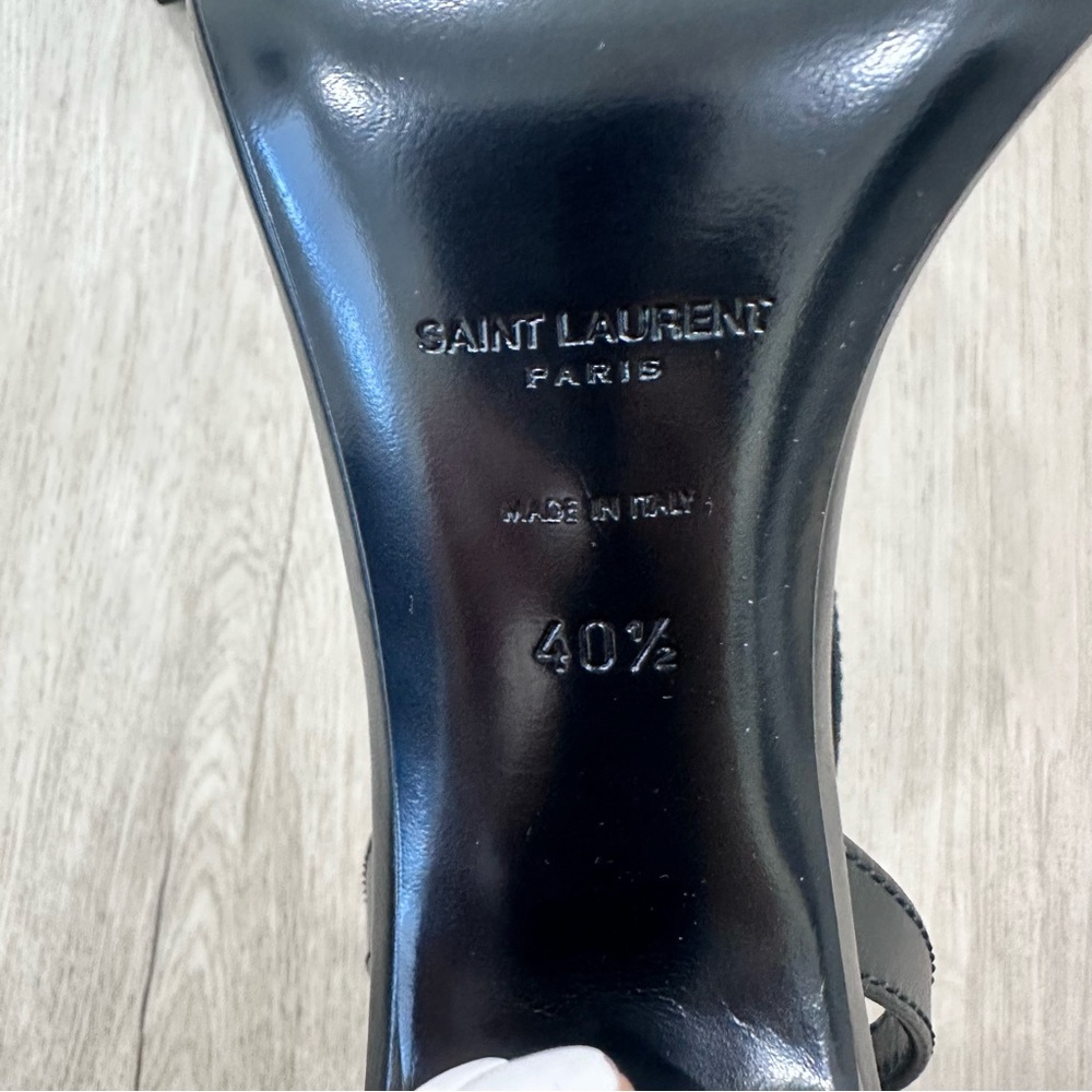 NWT Saint Laurent 95 mm le Maillon gold chain sandals heels black 10.5 EUR 40.5 - Picture 7 of 13